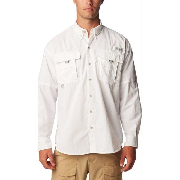 Columbia PFG Men White Long Sleeve Button Drown Shirt Size 2XL - Picture 4 of 10